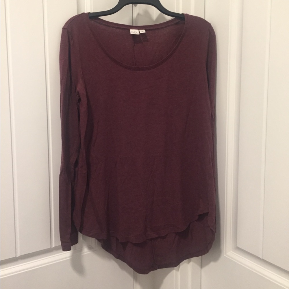 BP Burgundy Ling Sleeve Top